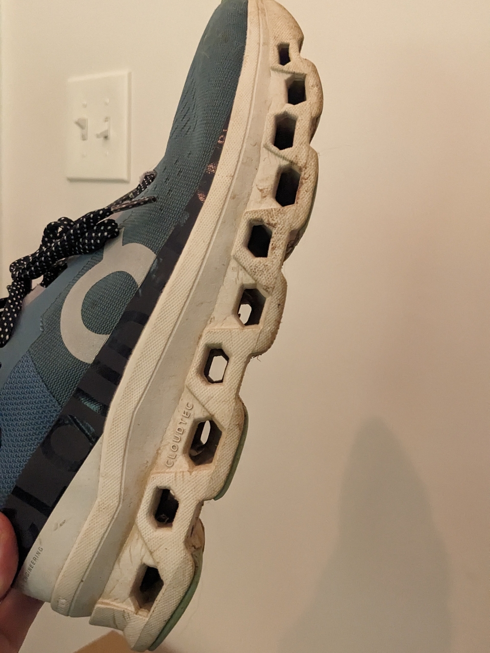 On Cloud Cloudmonster Women's Shoes in Blue and Gray - Picture 6 of 6